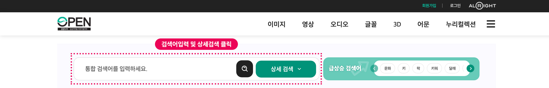 STEP 02 해당 검색어입력 및 상세검색 클릭